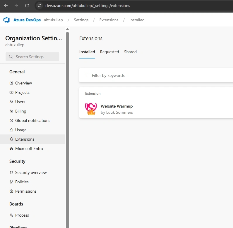 Under 'Extensions', select 'Shared'