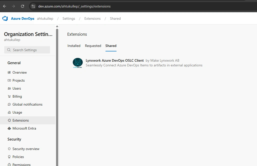 Select Lynxwork Azure DevOps OSLC Client